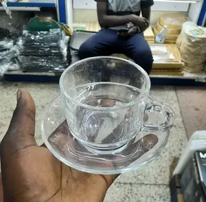 6pcs Glass Coffee Tea Cup With Saucer