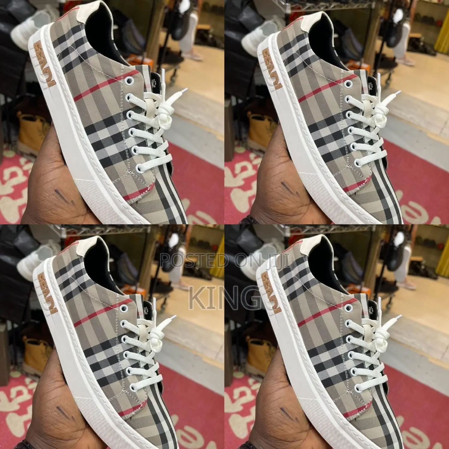 Burberry Men Vintage Check Sneakers in Archive Beige Cotton