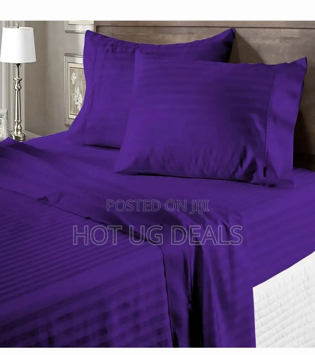 4 Pc Egyptian Cotton Bedsheet Set With 2 Pillowcases-purple