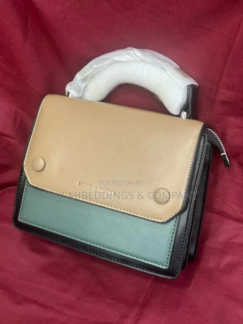 Cream Blue Mini Bag in Black Leather