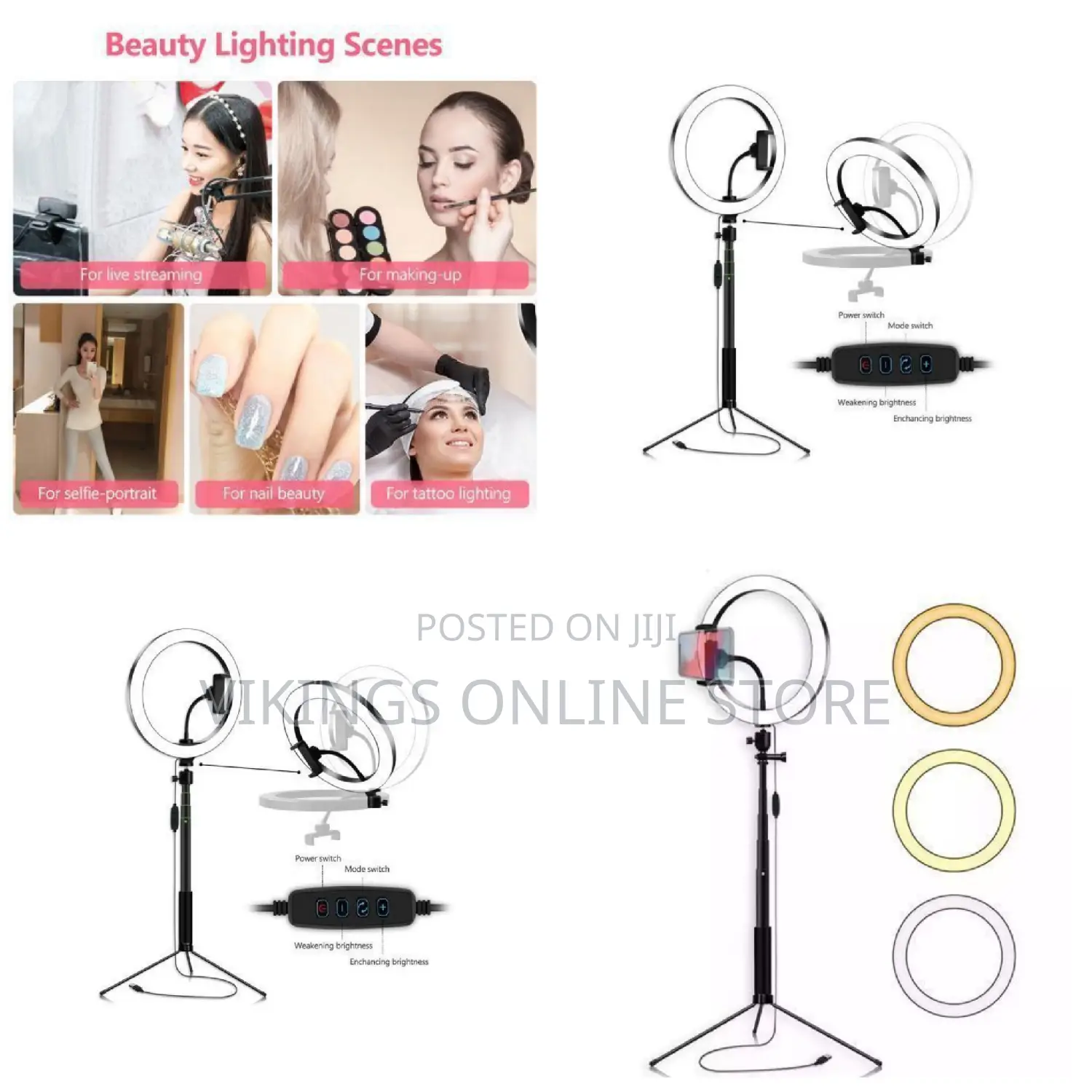 Full Set 26CM Dimmable LED Studio Camera Ring Light