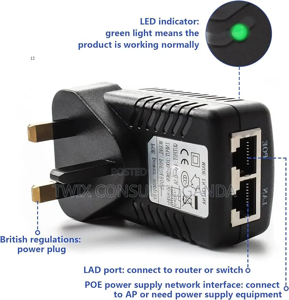 12V 1A Poe Injector Adapter