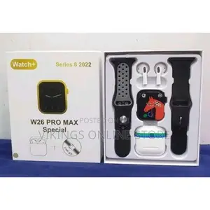 T55/W26 Pro Max 2 in 1 Smart Watch With Earphone - Black