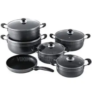 Nonstick Cookware 5pc Serving Dishes With Frying Pan - Black