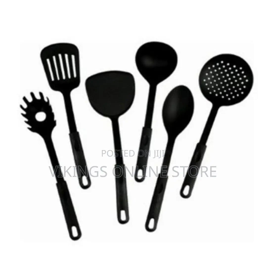 6-Piece Plastic Kitchen Cooking Utensils (Black)