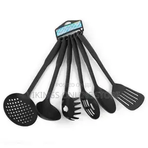 6-Piece Plastic Kitchen Cooking Utensils (Black)