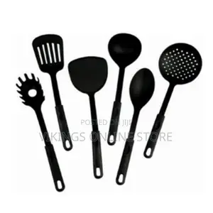 6-Piece Plastic Kitchen Cooking Utensils (Black)