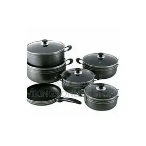 5 Cooking Pots + Free Frying Pan - Black