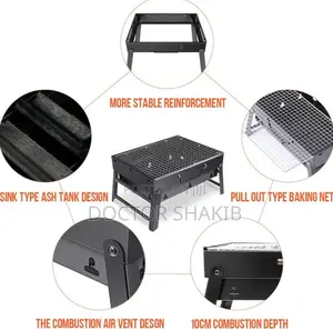 Black Portable Barbecue Folding Grill Box
