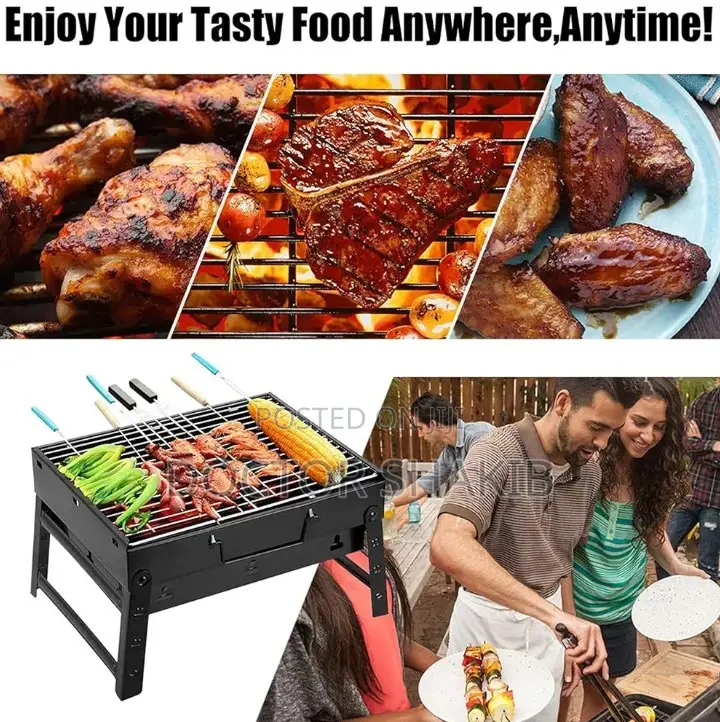 Black Portable Barbecue Folding Grill Box