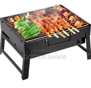 Black Portable Barbecue Folding Grill Box