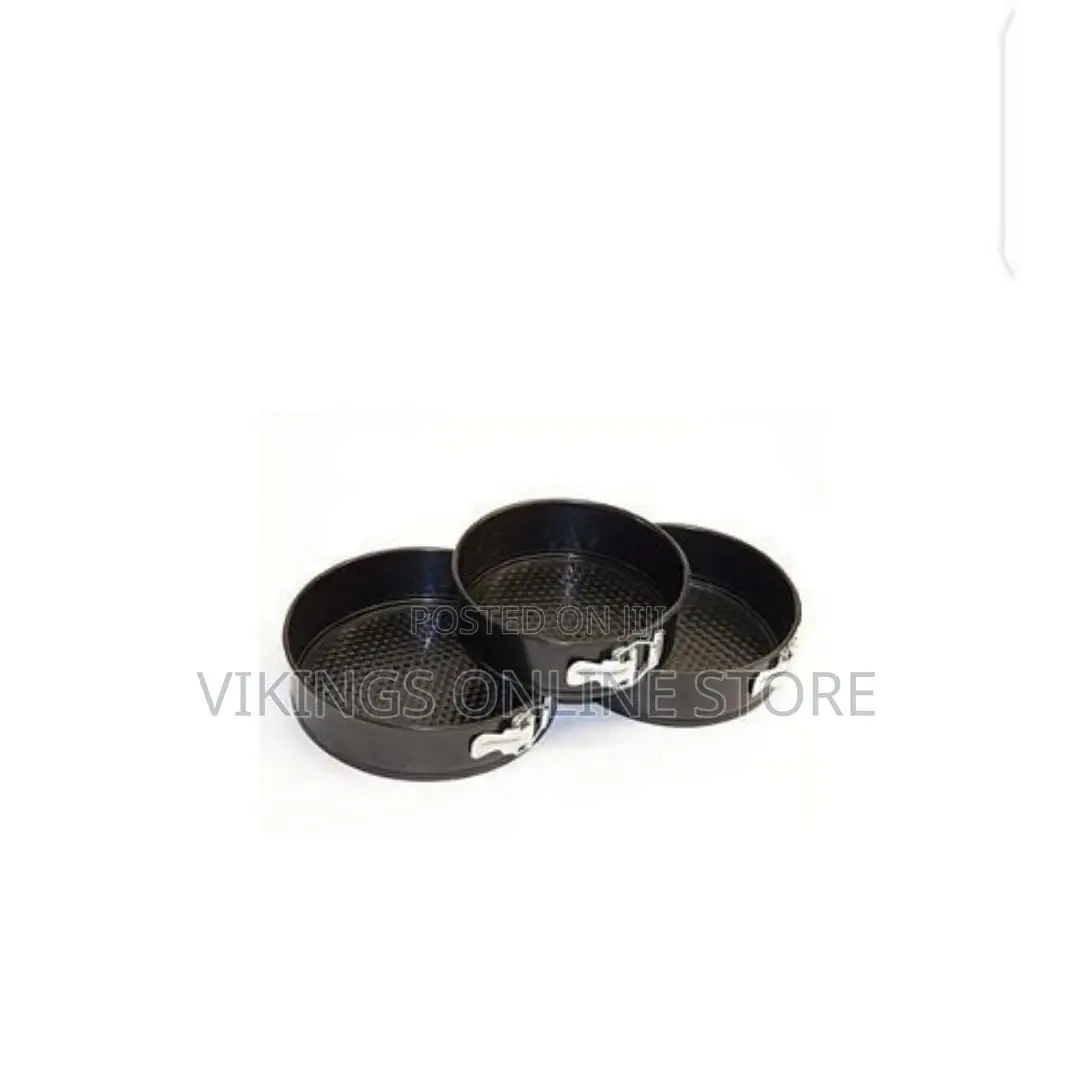 3pcs Round Cake Mould Non-Stick Set Bread Baking Pan - Black