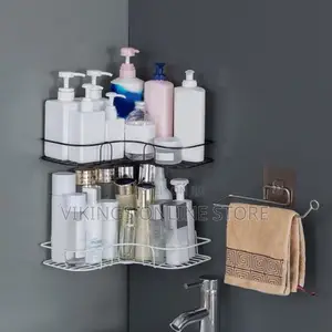 Triangular Corner Shower Bathroom Bath Storage Black