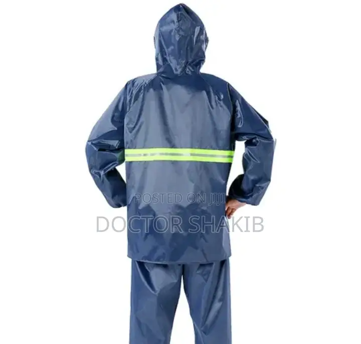 Adults' Oxford Fabric Rain Suit With Reflective Hooded Coat