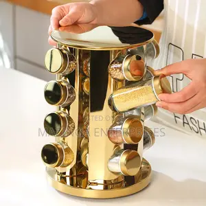 16jars
Gold Rotating Spice and Herb Holder Rack