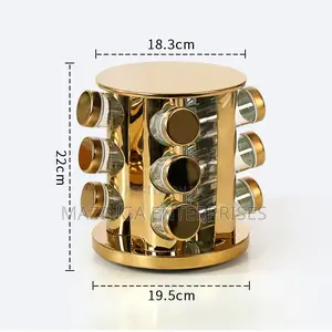 12jars Gold Rotating Spice and Herb Holder Storage Rack