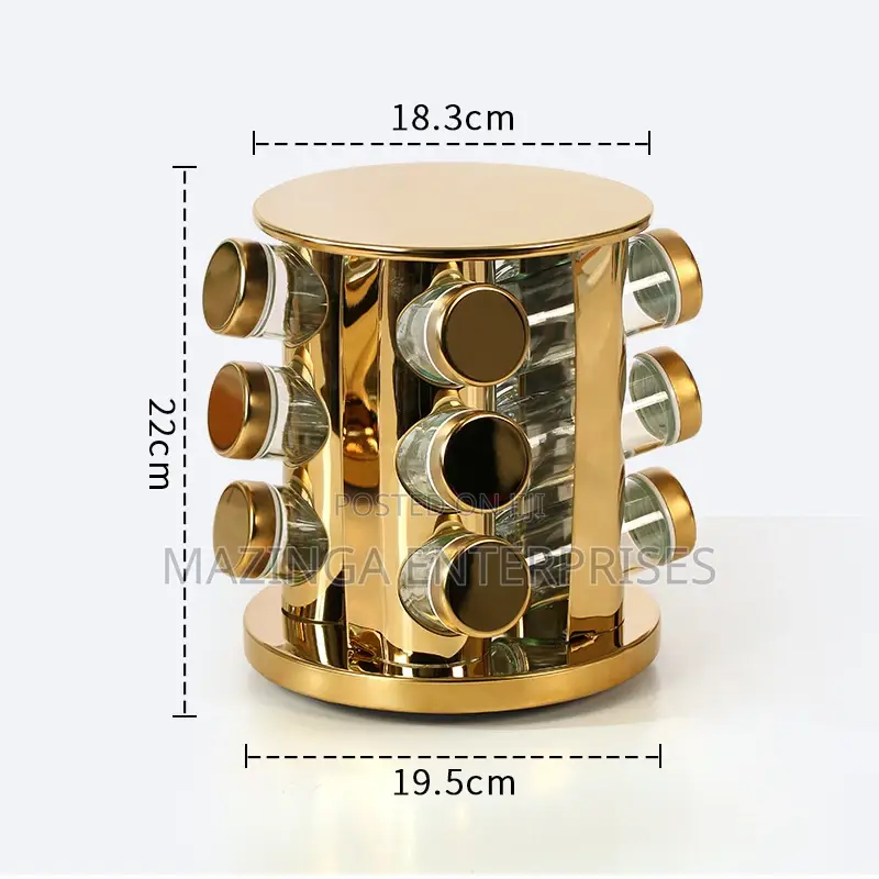 12jars Gold Rotating Spice and Herb Holder Storage Rack