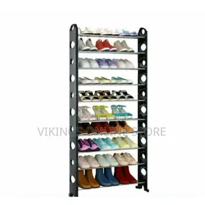 White Label Stand Alone Shoe Rack - Black, Silver
