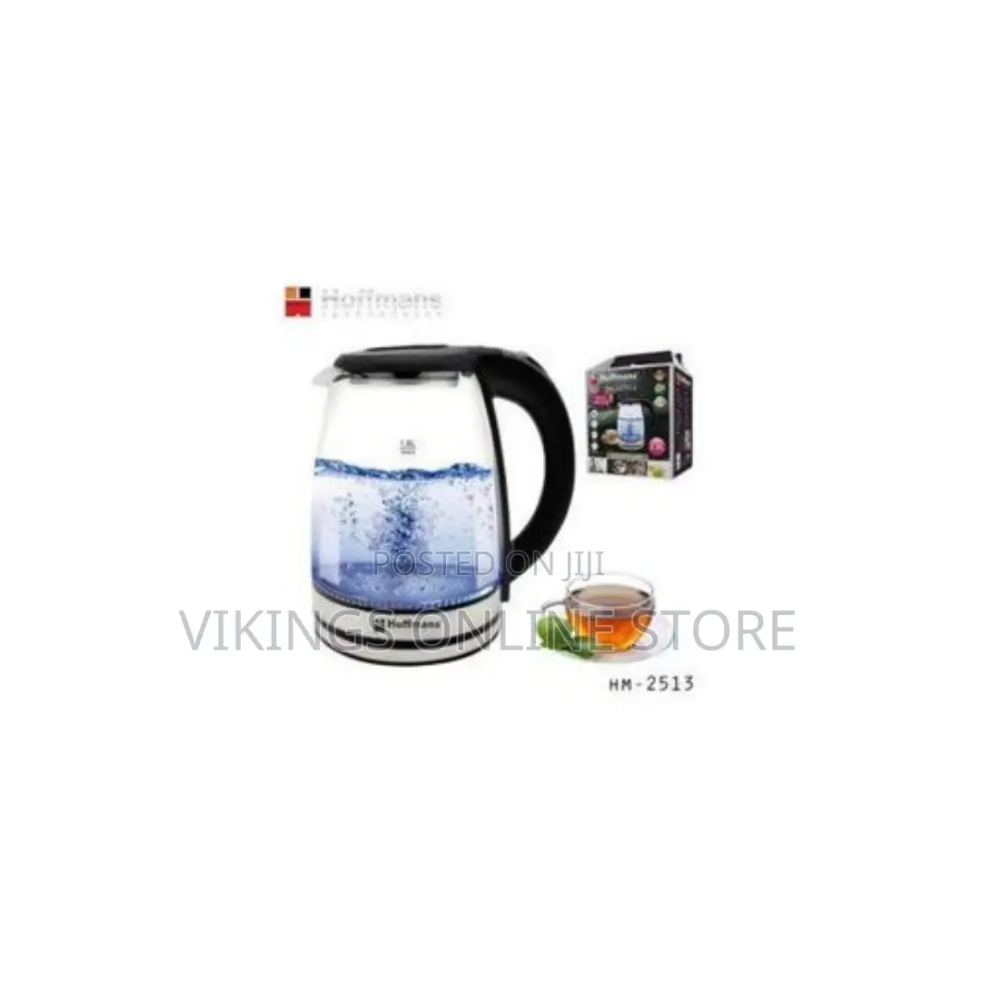 Hoffmans 2L Glass Electric Kettle ,Silver , Black
