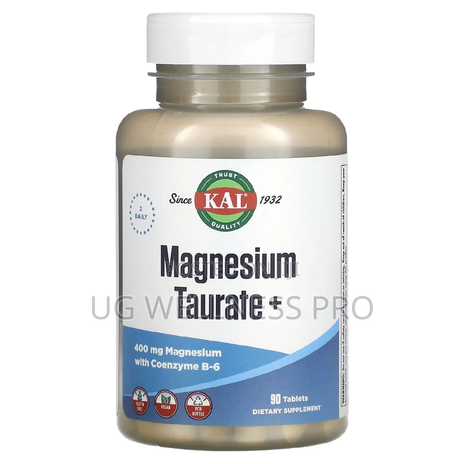KAL, Magnesium Taurate +, 400 Mg, 90 Tablets (200 Mg Per Tab