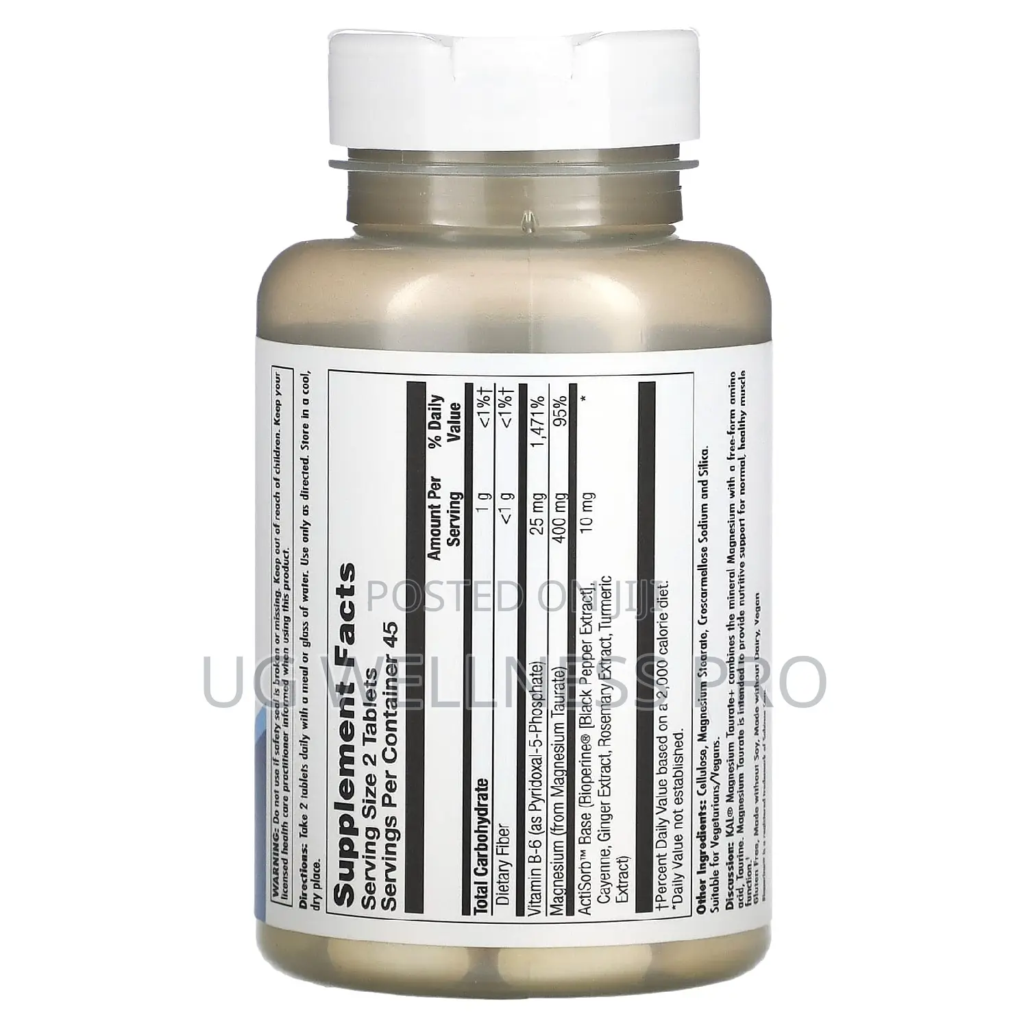 KAL, Magnesium Taurate +, 400 Mg, 90 Tablets (200 Mg Per Tab