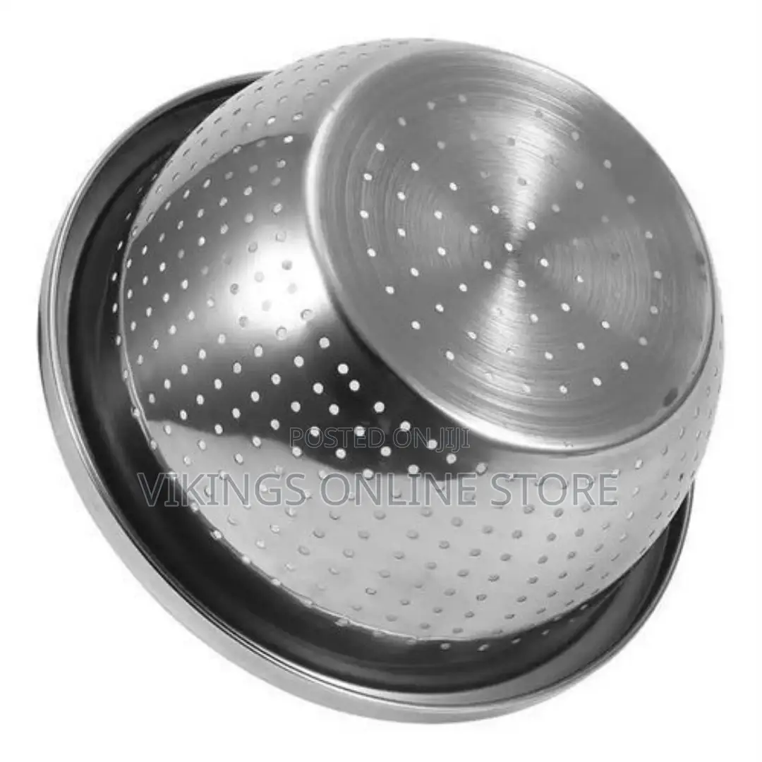 Round Stainless Steel Colander Strainer Sieve-Silver