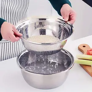 3 In1 Colander Basin, Grater Strainer Rice Drain Basket