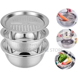 3 In1 Colander Basin, Grater Strainer Rice Drain Basket