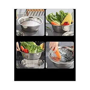 3 In1 Colander Basin, Grater Strainer Rice Drain Basket