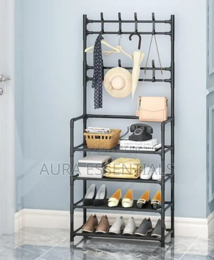 Free Standing Coat Hat Rack Shoes Storage Rack