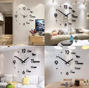 Large DIY Wall Clock Frameless 3D Mirror Wall Clock