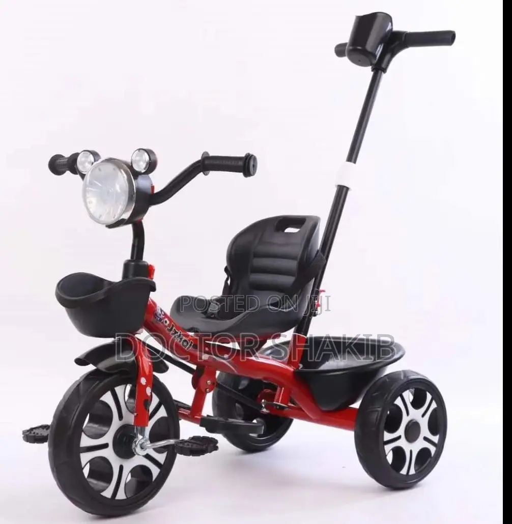 Children's Tricycle With Push Rod and Basket