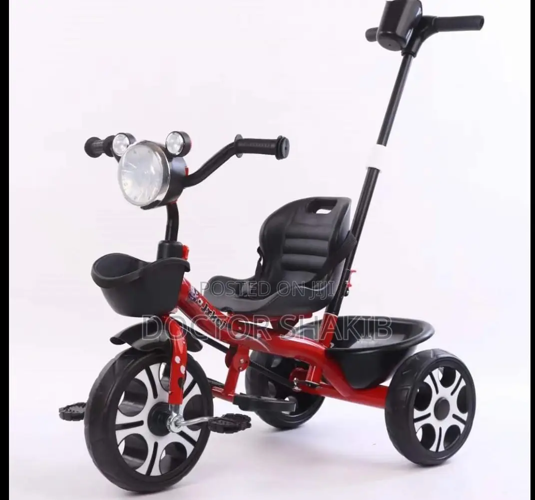 Children's Tricycle With Push Rod and Basket