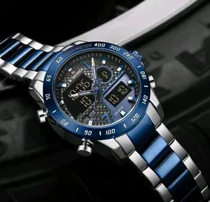 Naviforce Luxury Waterproof Digital and Analog Watch - Black