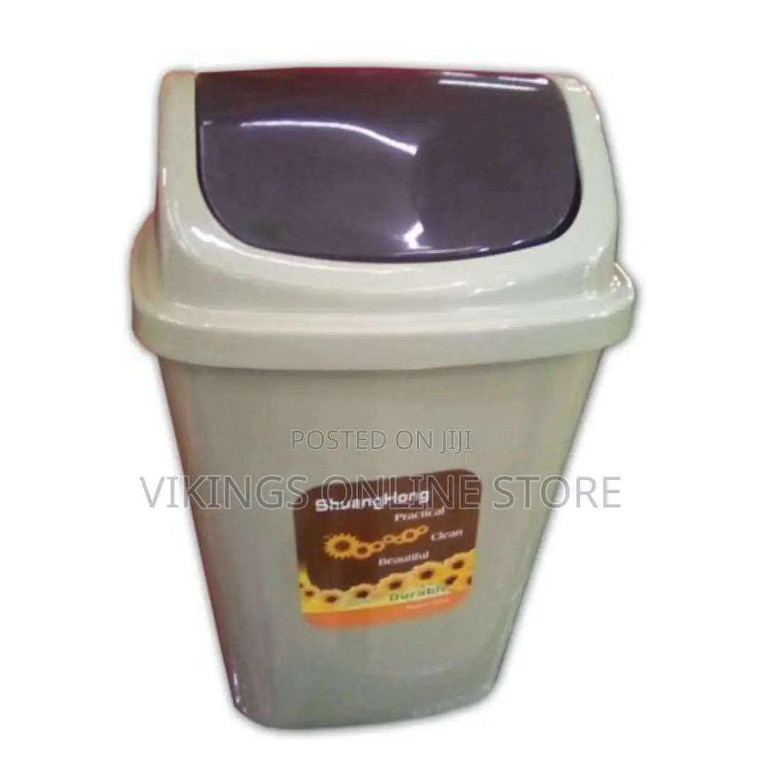 Nice Small in and Out Waste Bin With Its Cover - Cream/Gray