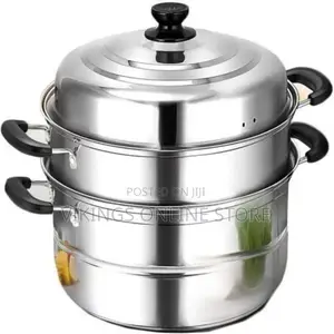 3 Layer Stainless Steel Saucepan and Steamer Soup Pot,28cm-.