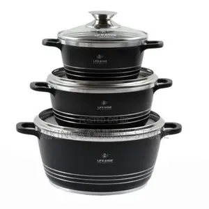 Life Smile 3 Pieces of Non-Stick Serving/Saucepans/Cookware