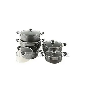 Tornado Aluminium Non-Stick Cooking Pots - 5pcs - Black