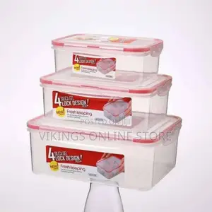 3 Pieces of Plastic Food Storage Container Boxes-Colourless.