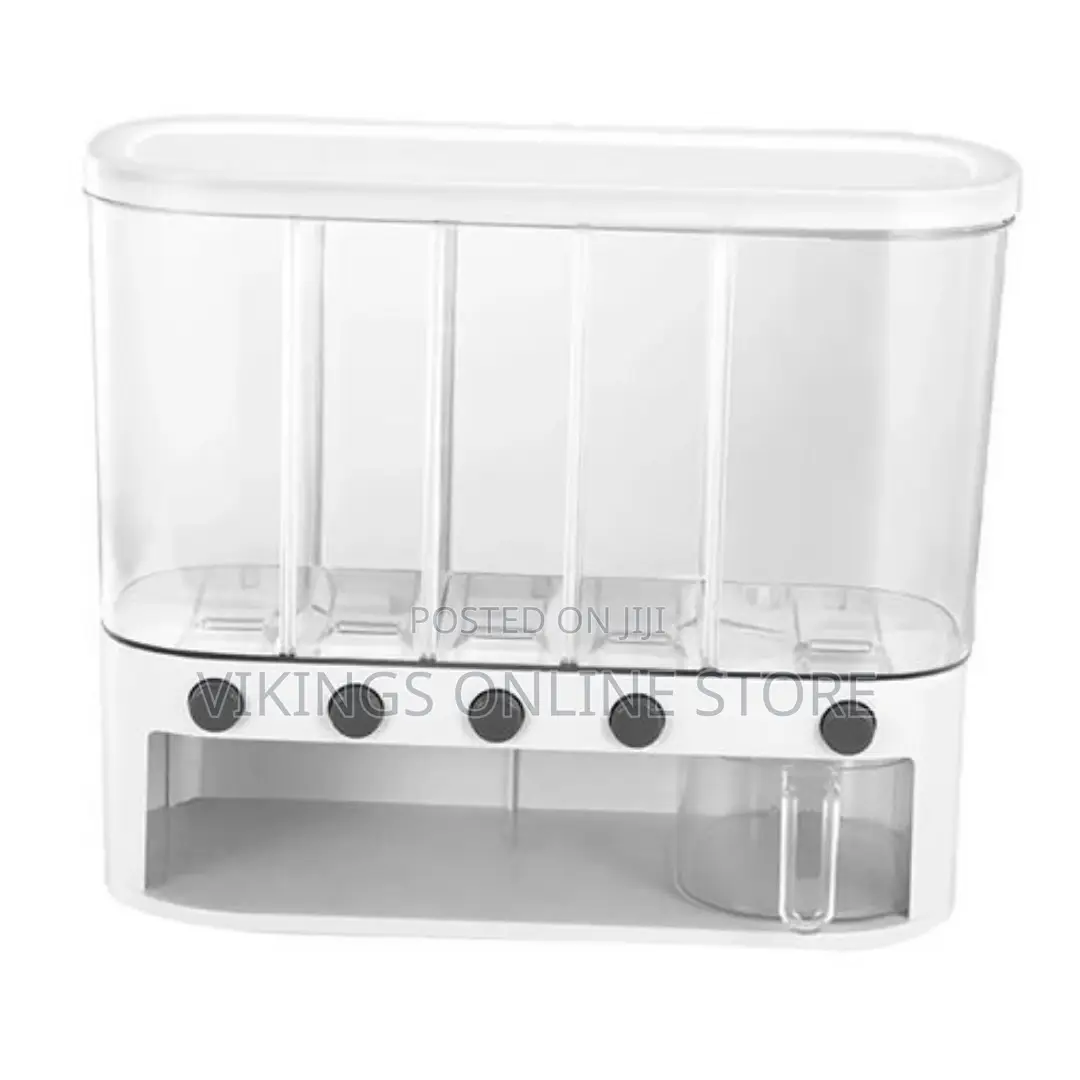 5-Grid Wall Mounted Storage Container 12L Food Dispenser