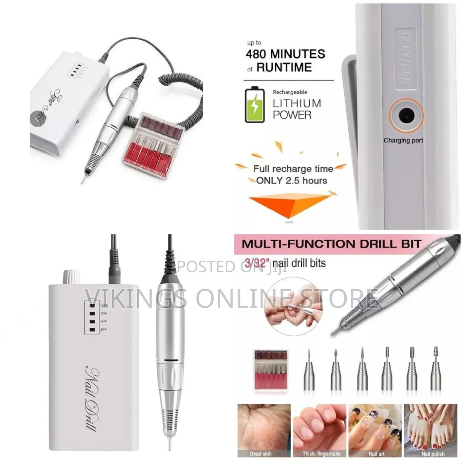 Rechargeable Portable Cordless Electric Nails Drill Machine