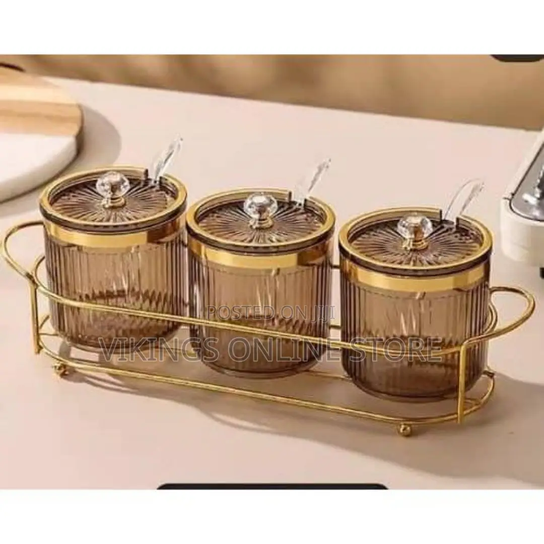 3 Piece Plastic Sugar Bowl Coffee Tea Storage Containers