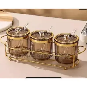 3 Piece Plastic Sugar Bowl Coffee Tea Storage Containers