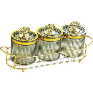 3 Piece Plastic Sugar Bowl Coffee Tea Storage Containers