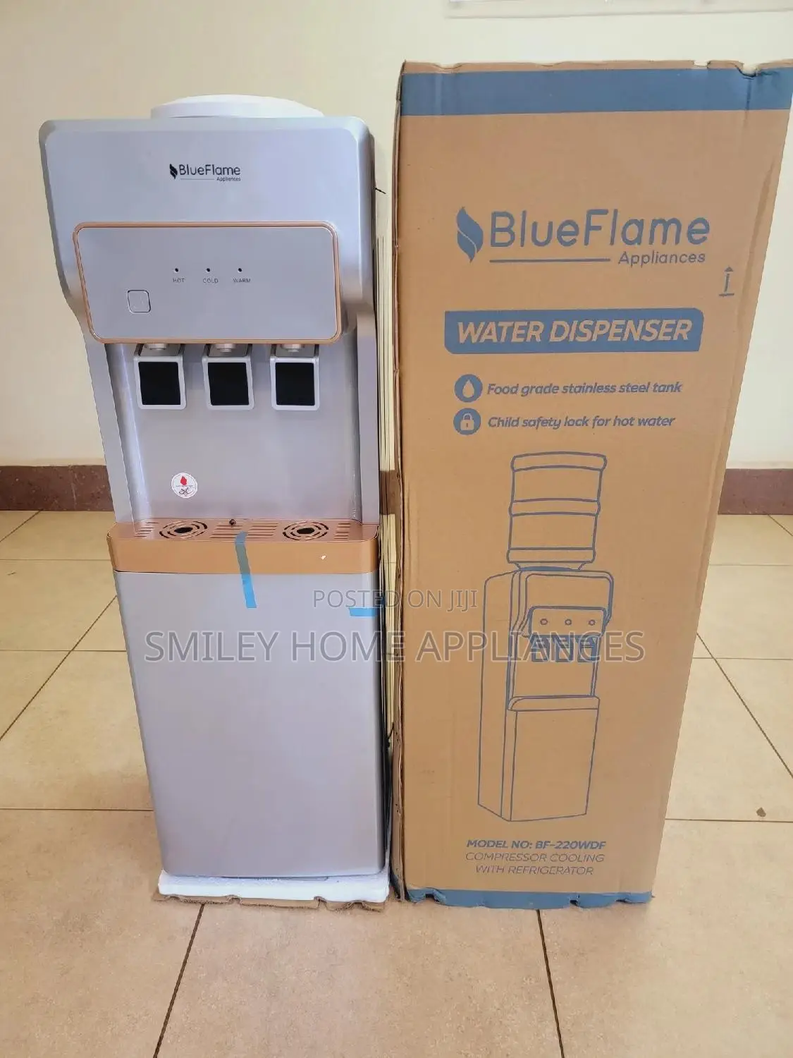 Blueflame Water Dispenser With Refrigerator Compartment