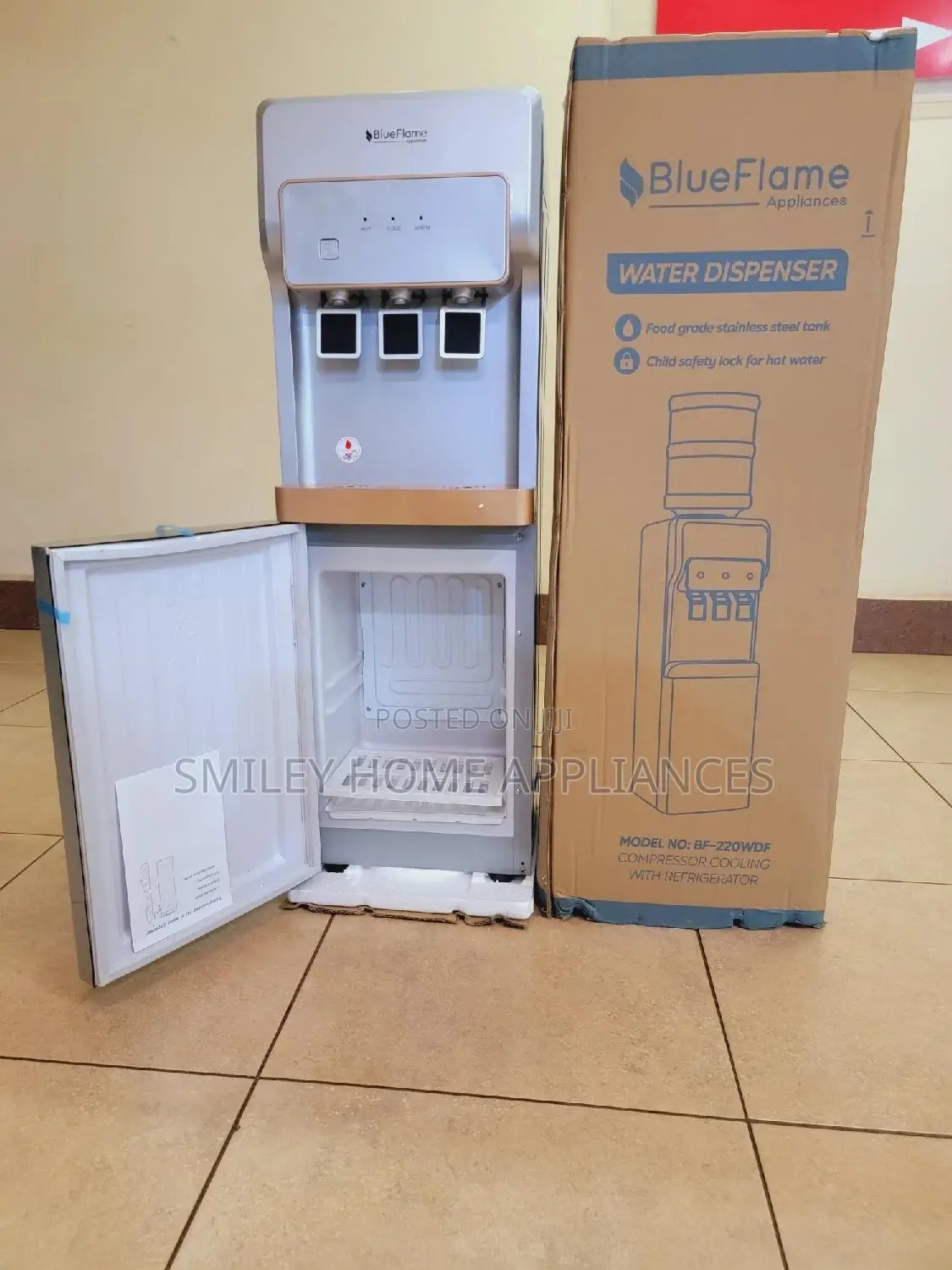 Blueflame Water Dispenser With Refrigerator Compartment