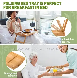 Bamboo Bed Tray,Breakfast Tray With Folding Legs Serving