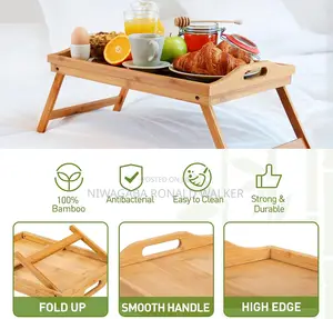 Bamboo Bed Tray,Breakfast Tray With Folding Legs Serving