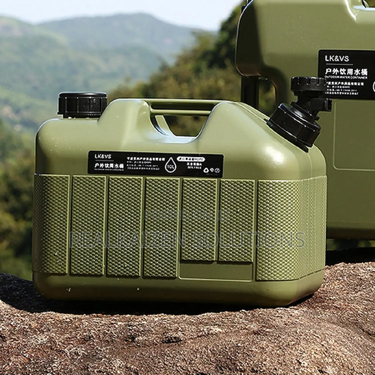 Army Green 10L Water Jerrycan Canister With Tap and Lid