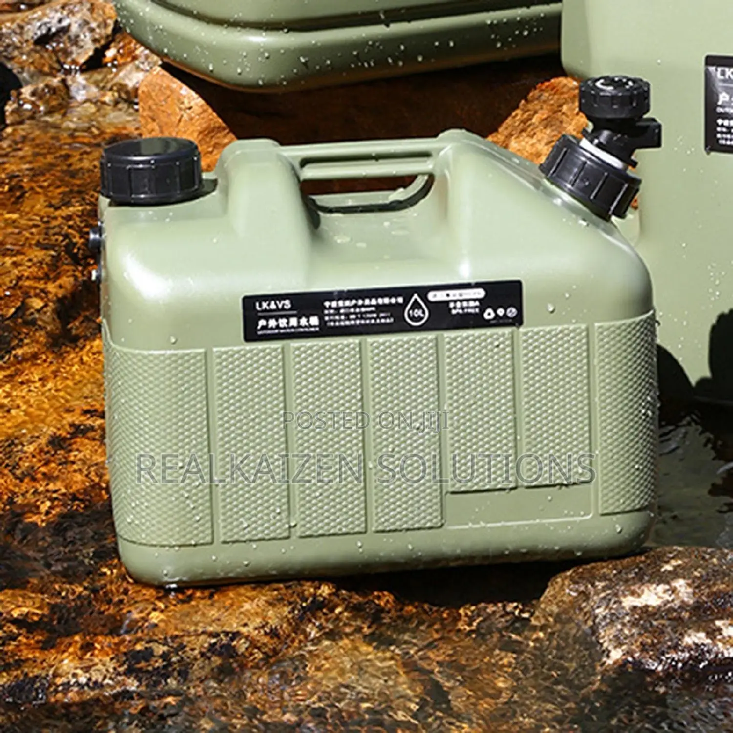 Army Green 10L Water Jerrycan Canister With Tap and Lid